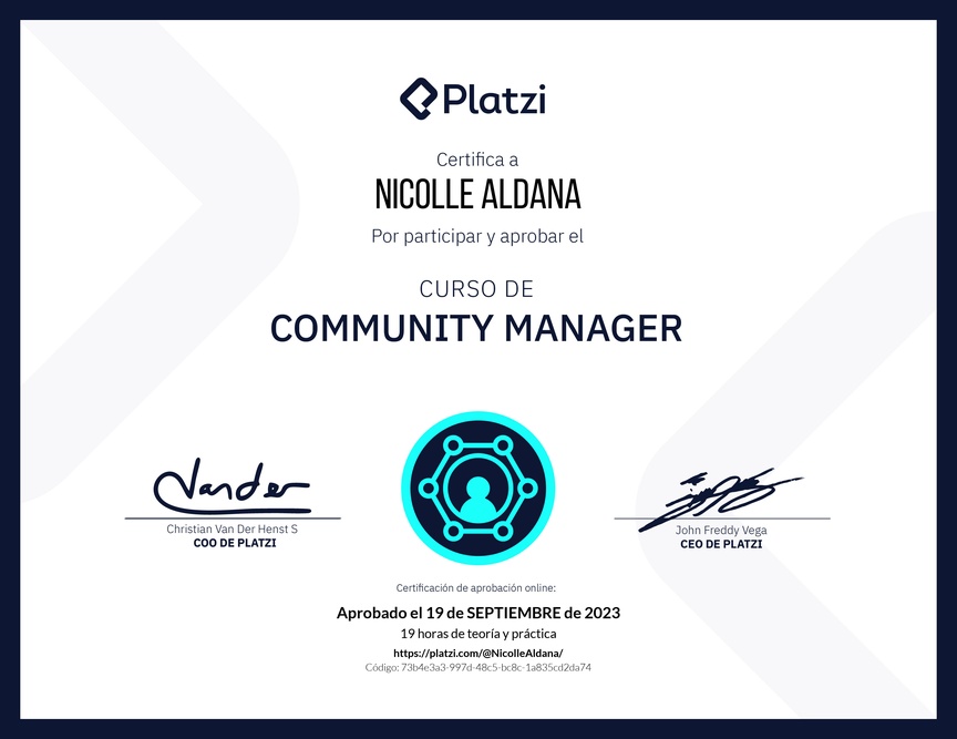 Diploma del Curso de Community Manager (2023)