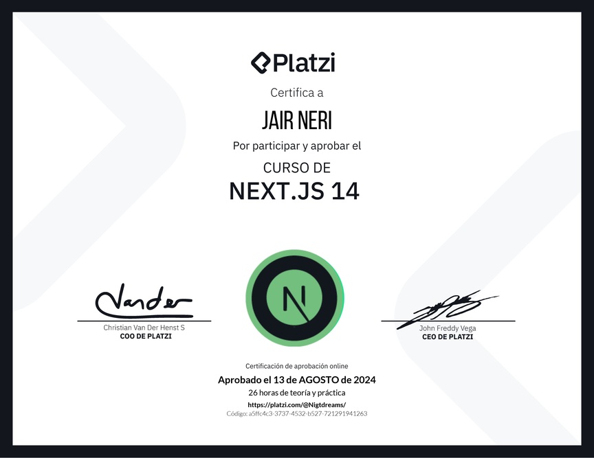 Diploma del Curso de Next.js 14