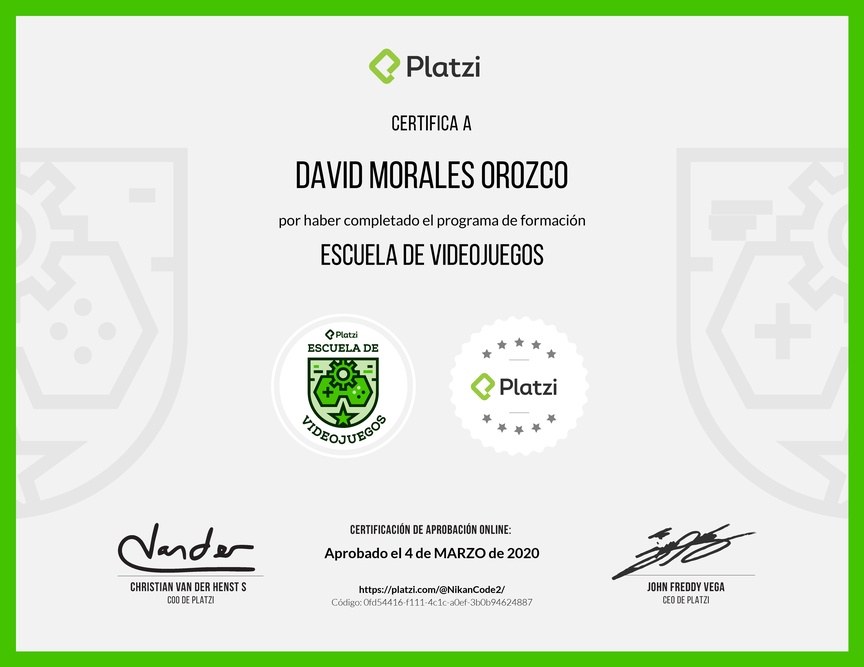 Diploma de la Ruta de Aprendizaje de Videojuegos