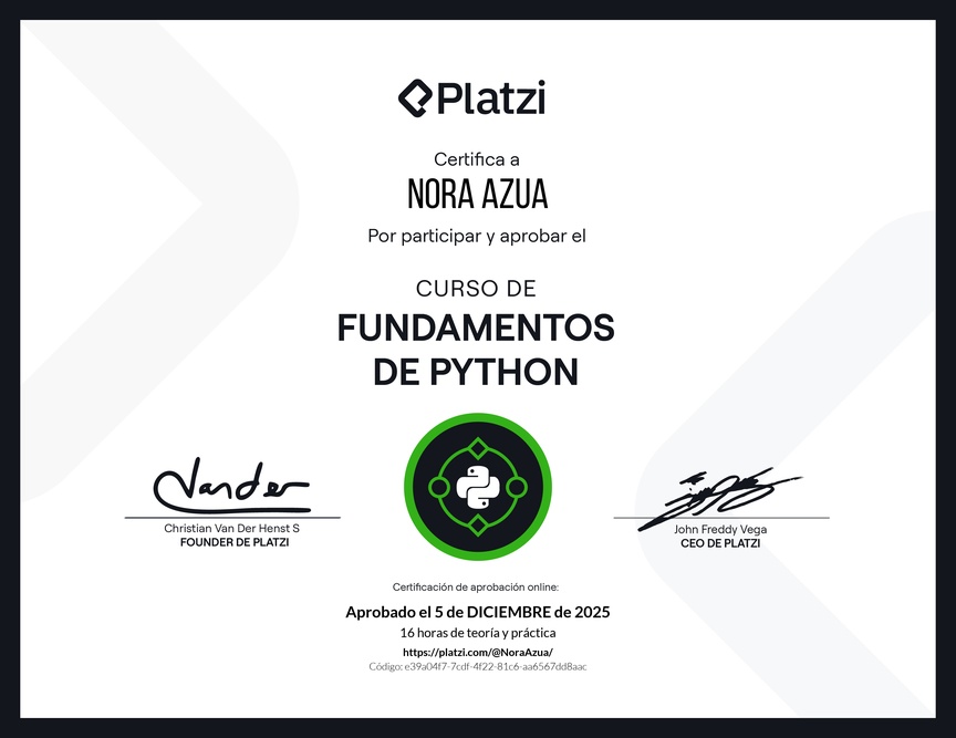 Diploma del Curso de Fundamentos de Python