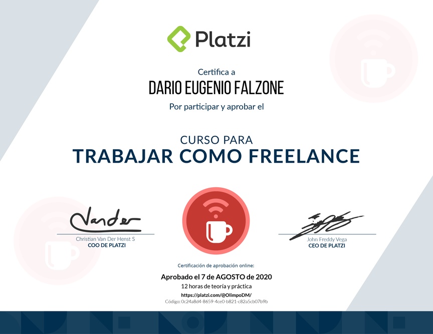 Diploma del Curso para Trabajar como Freelance