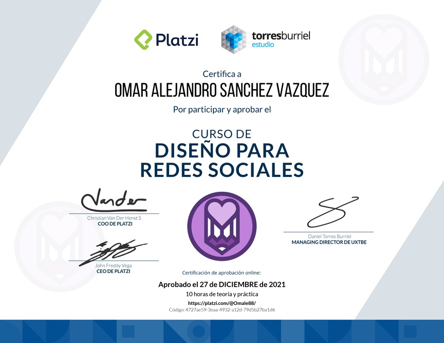 Diploma del Curso de Diseño para Redes Sociales