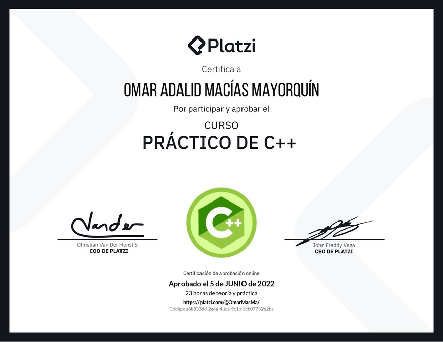 Diploma del Curso Práctico de C++