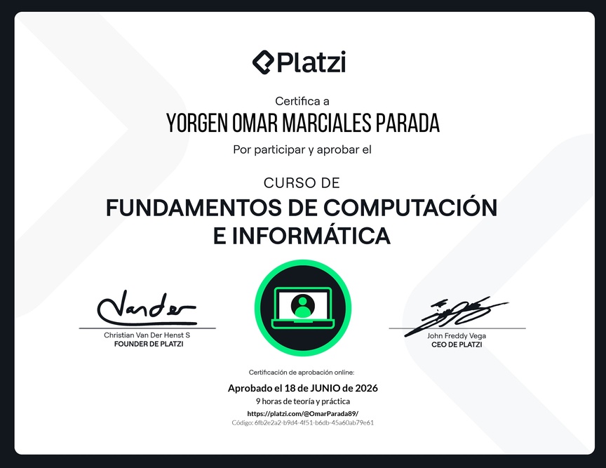 Diploma del Curso de Fundamentos de Computación e Informática
