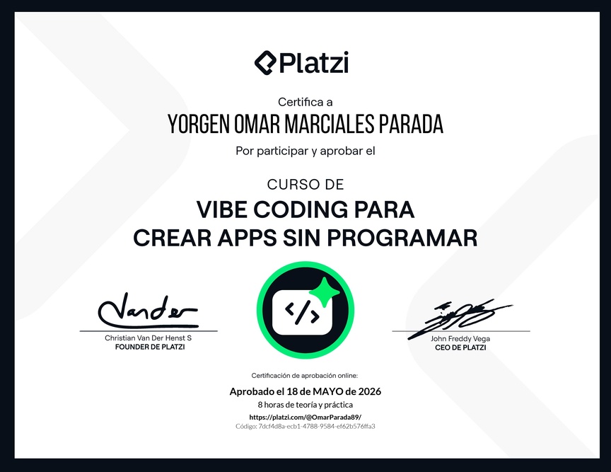 Diploma del Curso de Vibe Coding para Crear Apps sin Programar con Google AI Studio