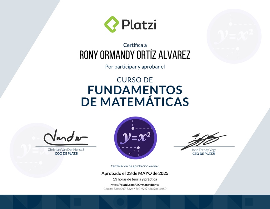 Diploma del Curso de Fundamentos de Matemáticas