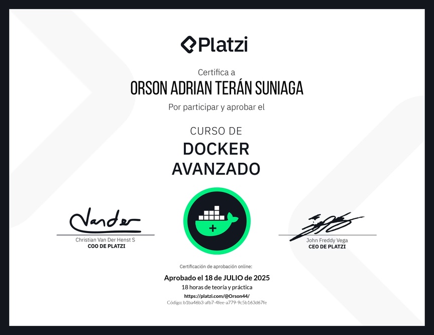 Diploma del Curso de Docker Avanzado