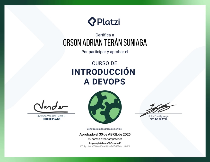 Diploma del Curso de Introducción a DevOps
