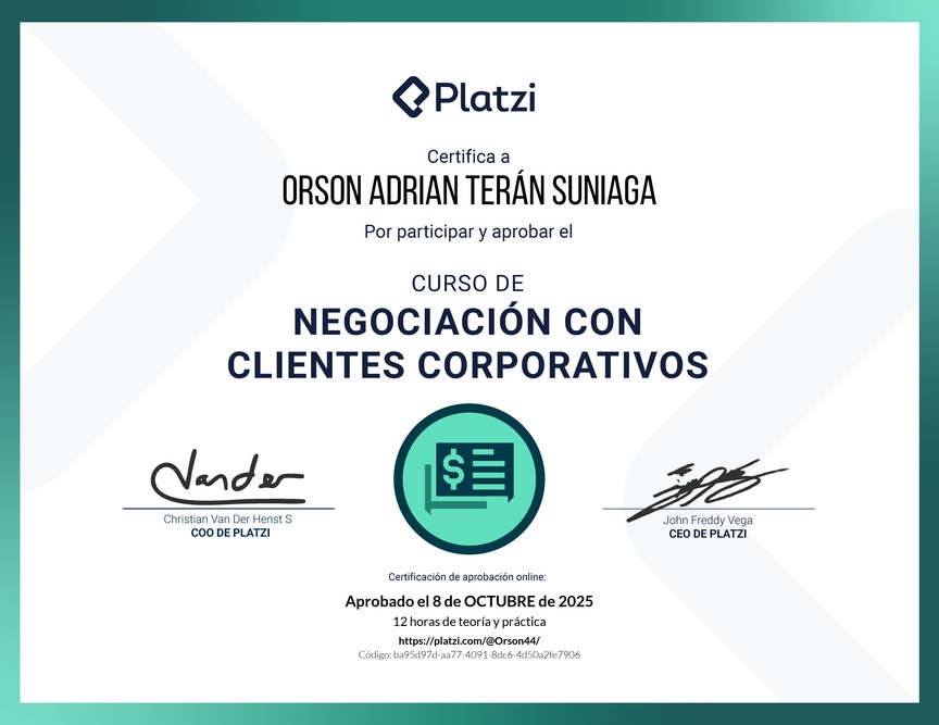 Diploma del Curso para Negociar con Clientes Corporativos