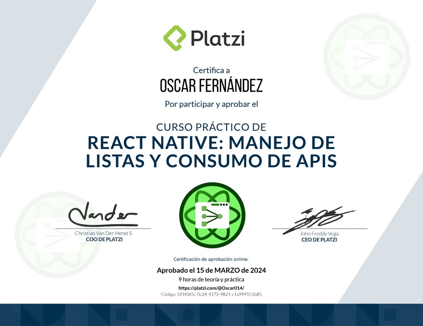 Diploma del Curso de React Native: Manejo de Listas y Consumo de APIs
