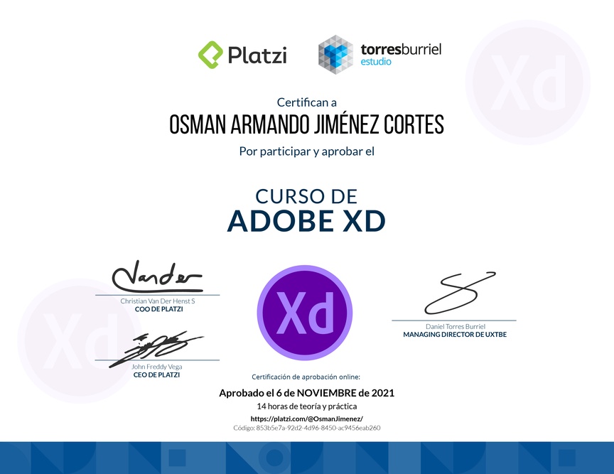 Diploma del Curso de Adobe XD
