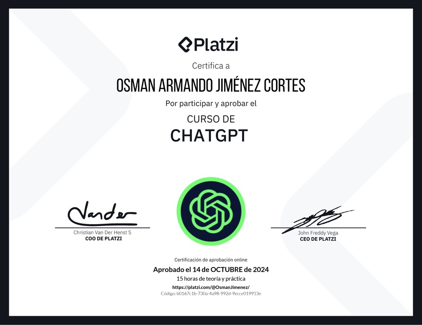Diploma del Curso de ChatGPT