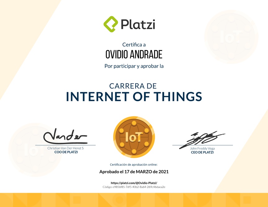 Diploma de la Ruta de Aprendizaje de Internet de las cosas