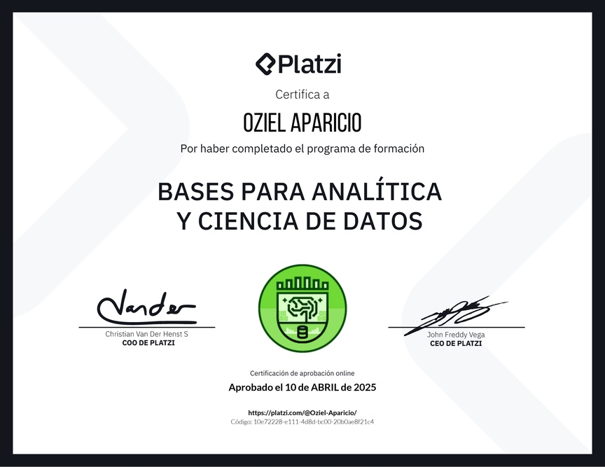 Diploma de la Ruta de Aprendizaje de Bases para Analítica y Ciencia de Datos