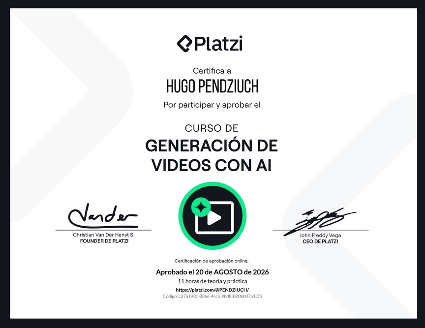 Diploma del Curso de Generación de Videos con IA