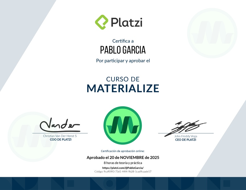 Diploma del Curso de Materialize
