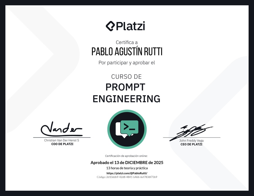 Diploma del Curso de Prompt Engineering