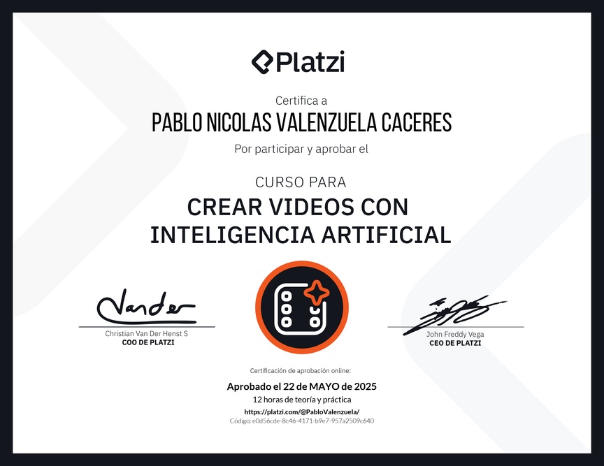 Diploma del Curso para Crear Videos con Inteligencia Artificial