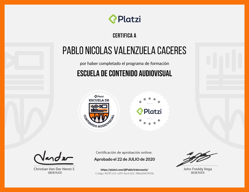 Diploma de la Ruta de Aprendizaje de Contenido Audiovisual