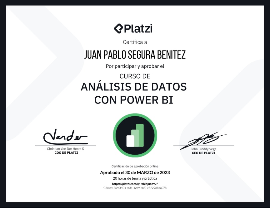 Diploma del Curso de Análisis de Datos con Power BI