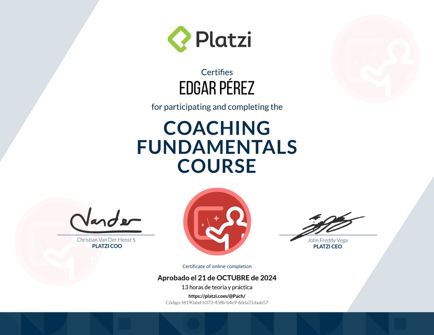 Diploma del Curso de Habilidades y Estrategias de Coaching