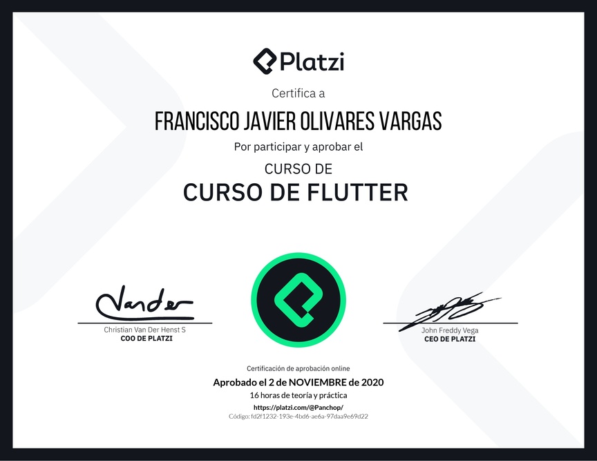 Diploma del Curso de Flutter