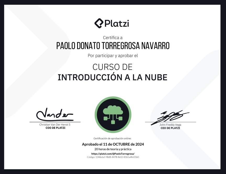 Diploma del Curso de Introducción a la Nube