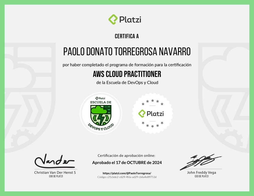Diploma de la Ruta de Aprendizaje de Certificación de AWS Cloud Practitioner