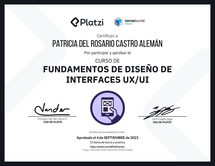 Diploma del Curso de Fundamentos de Diseño de Interfaces UX/UI