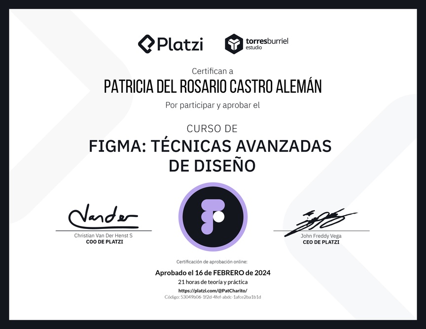 Diploma del Curso de Figma: Técnicas Avanzadas de Diseño