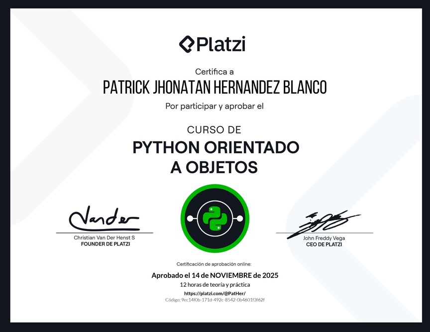 Diploma del Curso de Python Orientado a Objetos