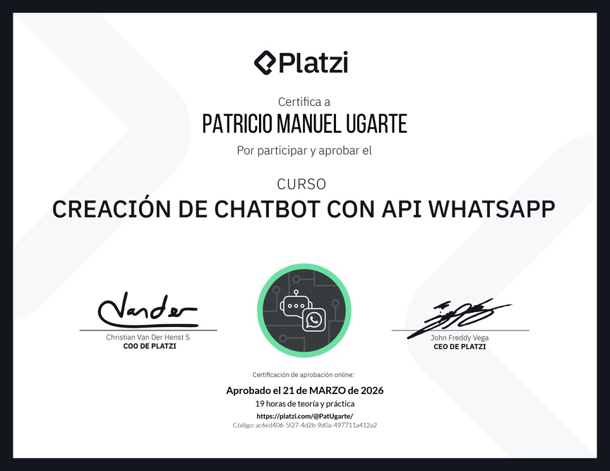 Diploma del Curso de ChatBot con WhatsApp API