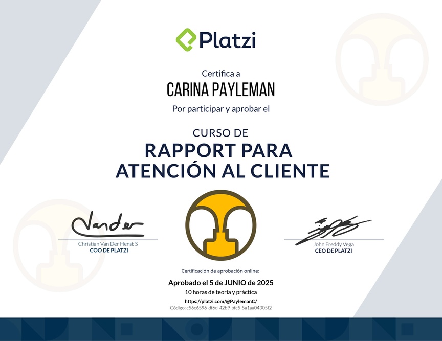 Diploma del Curso de Rapport para Atención al Cliente