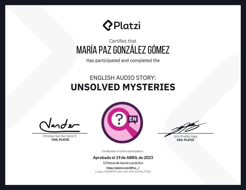 Diploma de Audio Historia en Inglés: Misterios sin Resolver