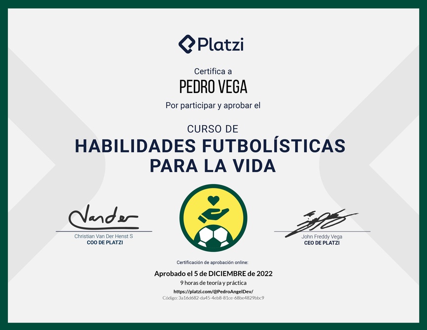 Diploma del Curso de Lecciones del Fútbol para Aprender Habilidades Blandas
