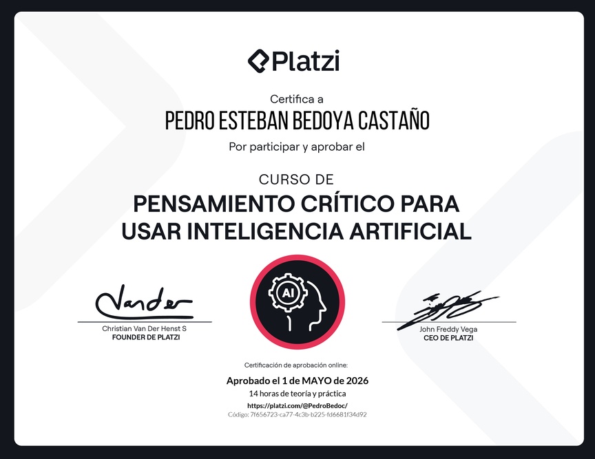 Diploma del Curso de Pensamiento Crítico para usar Inteligencia Artificial