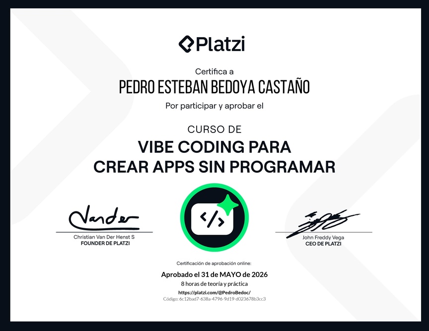 Diploma del Curso de Vibe Coding para Crear Apps sin Programar con Google AI Studio