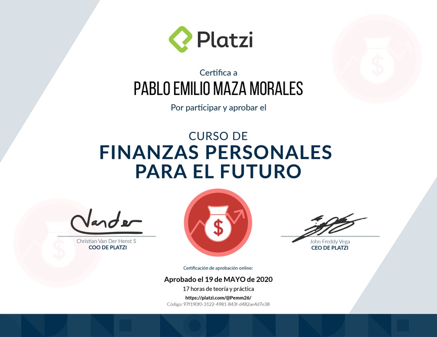 Diploma del Curso de Planificación Financiera para el Futuro