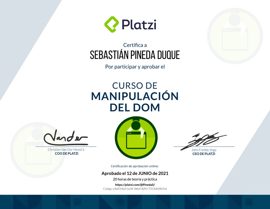 Diploma del Curso de Manipulación del DOM