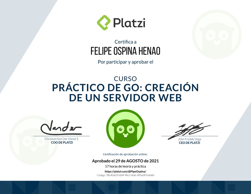 Diploma del Curso Práctico de Go: Creación de un Servidor Web