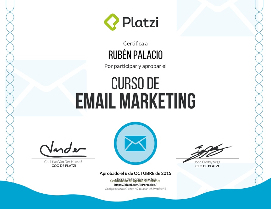 Diploma del Curso de Email Marketing 2015