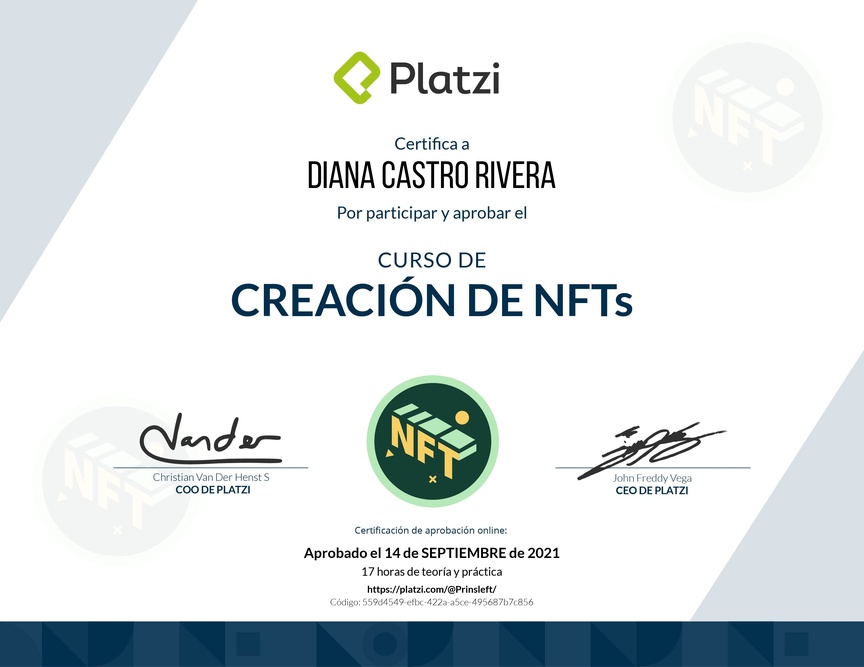 Diploma del Curso de Creación de NFT
