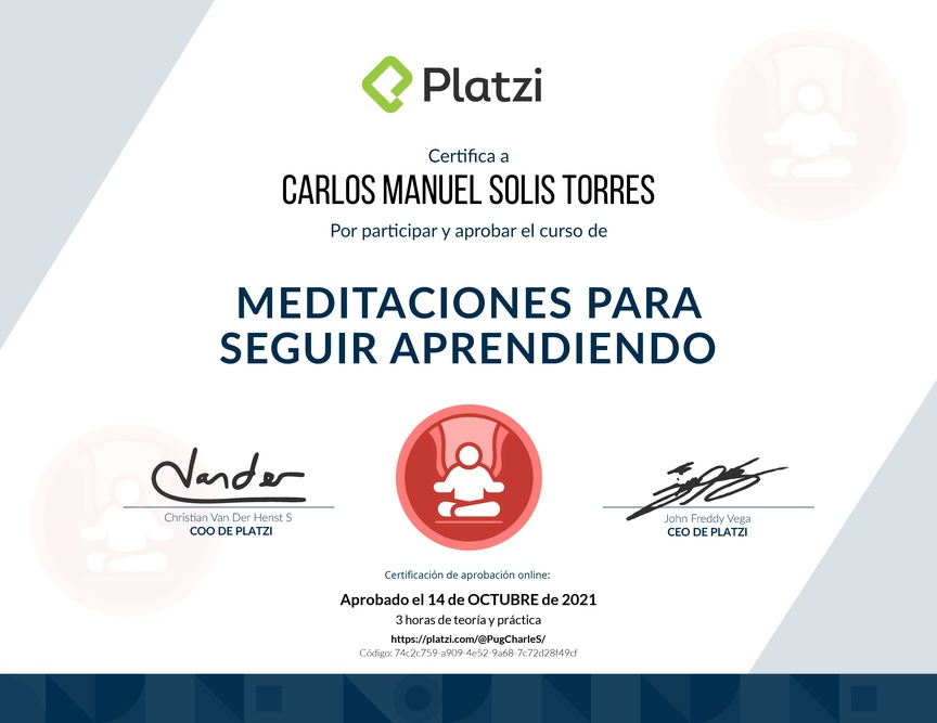 Diploma de Audiocurso de Meditación