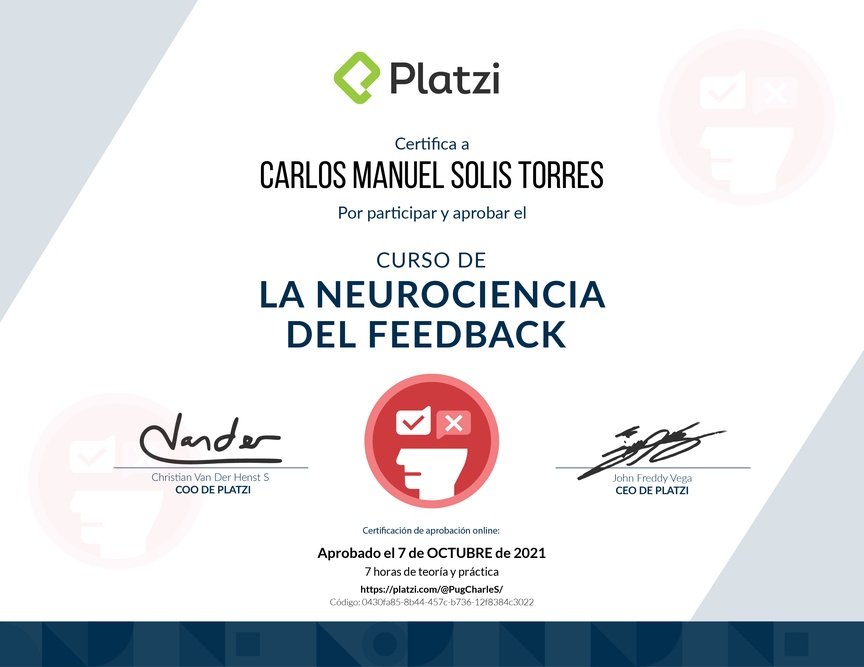 Diploma de Audiocurso sobre la Neurociencia del Feedback