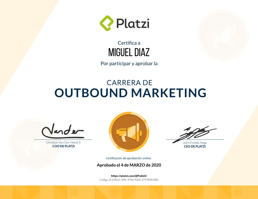 Diploma de la Ruta de Aprendizaje de Outbound Marketing
