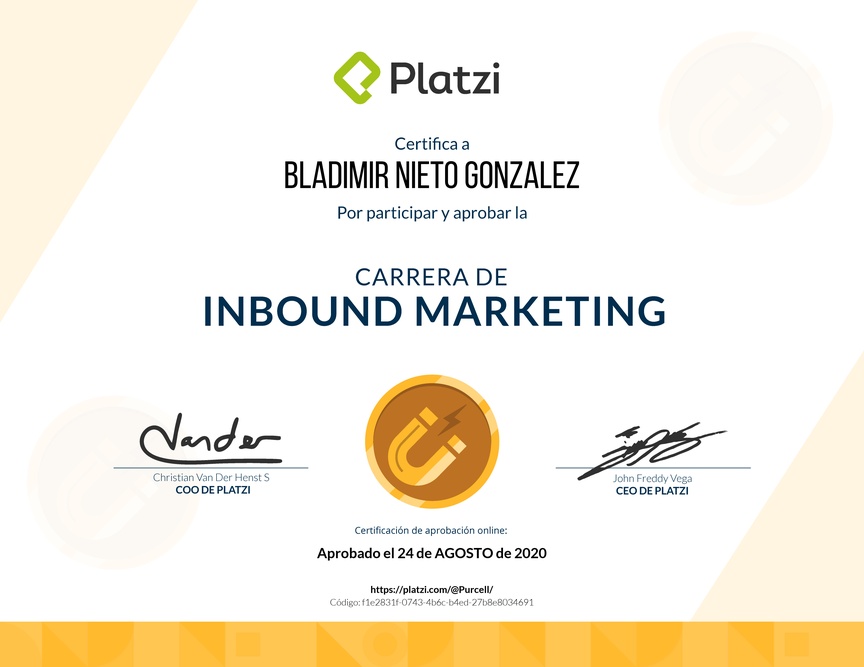 Diploma de la Ruta de Aprendizaje de Inbound Marketing
