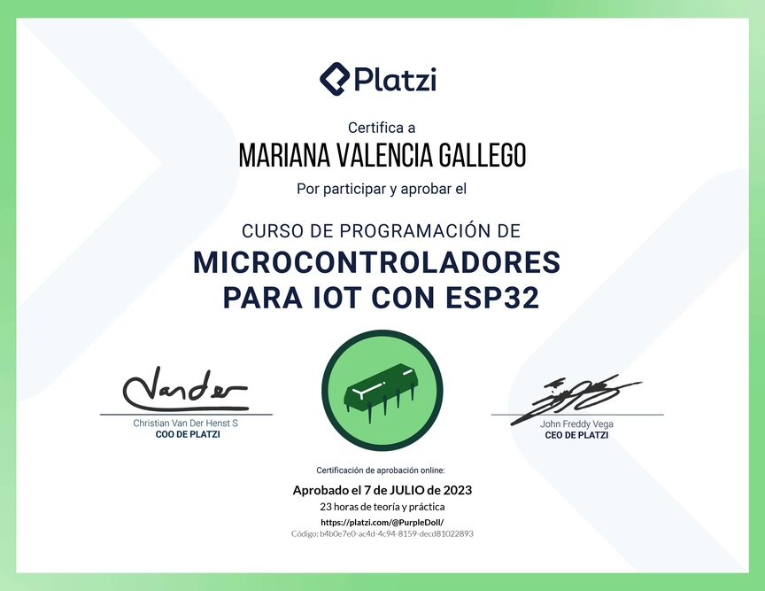 Diploma del Curso de IoT: Programación de Microcontroladores ESP32