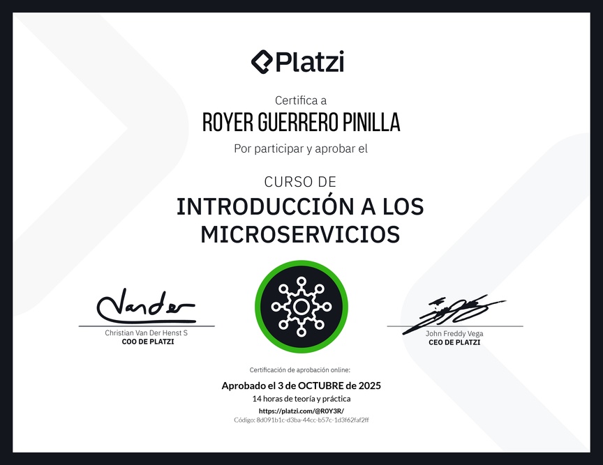 Diploma del Curso de Introducción a los Microservicios