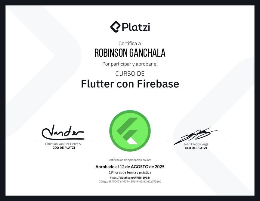 Diploma del Curso de Flutter con Firebase