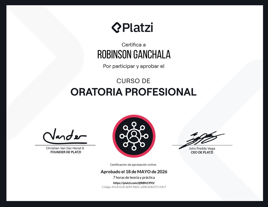 Diploma del Curso de Oratoria Profesional